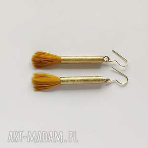 piórko kolczyki mosiądz, zmatowione