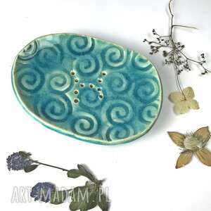 handmade ceramika ceramiczna mydelniczka ręcznie robiona "fale odysa"