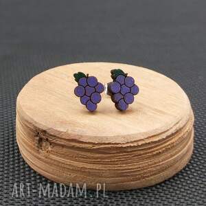 Kolczyki drewniane grape, winogron, winogrono, owoce, lato