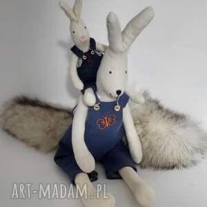 handmade maskotki zając królik 2szt. Tato z synkiem 53cm i 25cm personalizaca