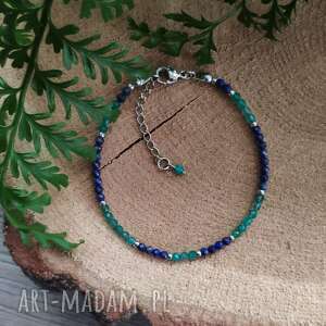 handmade pod choinkę bransoletka z lapis lazuli i zielonym onyksem