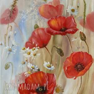 Letni Zapach, ręcznie malowany olejny, obraz, kwiaty sztuka