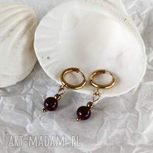 kolczyki z granatami biżuteria na prezent, modna granaty