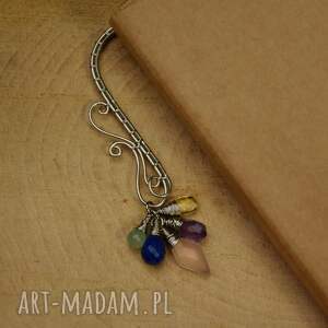 kolorowa zakładka do książki metalowa z kamieniami naturalnymi, wire wrapping