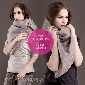 handmade dwustronny pikowany szal chusta etola pu gray