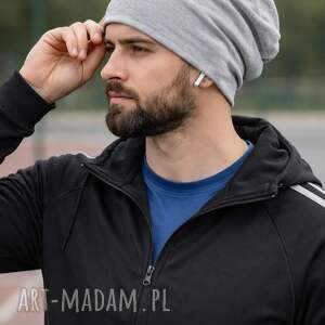 Szary mary - czapka beanie smerfetka unisex dresowa, czapka dresowa, szara, czarna