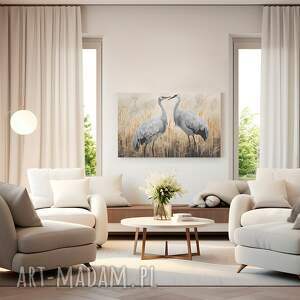 Obraz na płótnie - ptaki żurawie czaple orientalny - 120x80 cm - sztuka