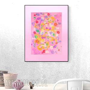 abstrakcja różowa, różowa dekoracja na ścianę pokoju, nowoczesna