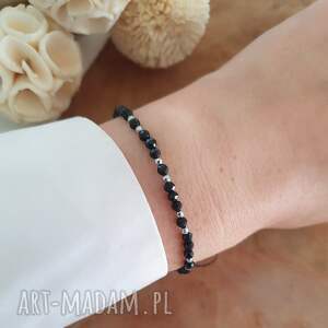 bransoletka z czarnym turmalinem biżuteria bransoletki czarna nitka