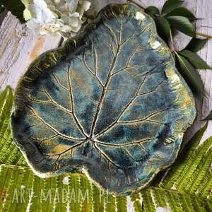 liść xl piękna patera, podstawka na świece ceramika natura, dekoracja