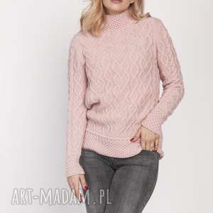 swetry sweter z półgolfem, swe211 róż mkm, elegancki jesień do pracy