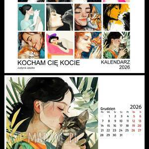 kalendarz 2026 poziomy kocham cię kocie 13x18 cm kotami koty