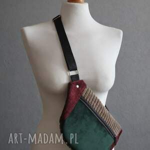 Damska nerko-torebka na rower z tapicerskiego sztruksu - pojemna saszetka handmade