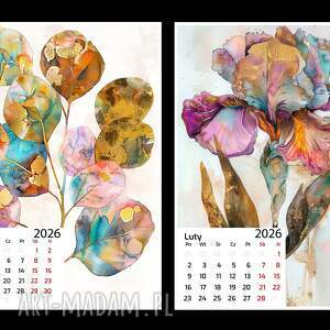 kalendarz 2026 złota flora 13x18 cm z roślinami rośliny, prezent