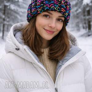 Czapka beanie smarfetka robiona na szydełku, zimowa