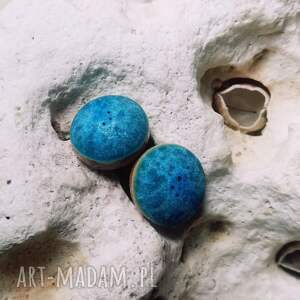 BŁĘKITNE KOLCZYKI SZTYFTY STAL CHIRURGICZNA ceramiczne niebieskie