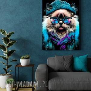 portret kota hipsterskiego - juniper wydruk na płótnie 50x70 cm b2