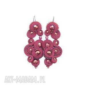 kolczyki lespire magenta soutache, sutasz stylowe, rękodzieło unikatowe