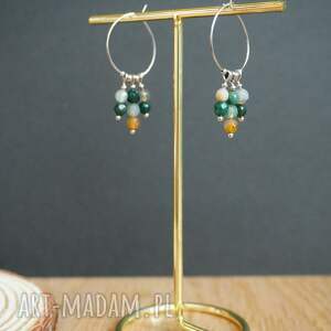 koła agat, kolczyki, stal chirurgiczna