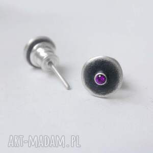 okrąg kolczyki, cyrkonia srebro, oksydowane