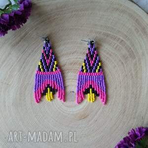 kolczyki indiańskie z koralików, prezent dla niej, biżuteria dodatek