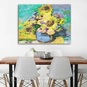 kwiaty słoneczniki obraz na płótnie 120x90 cm