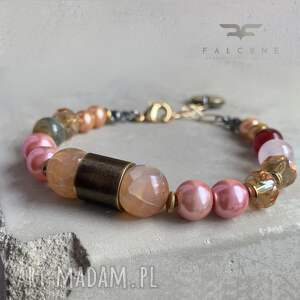 Bransoletka Rose Garden z agatami i jadeitem - handmade