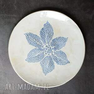 handmade ceramika subtelna patera ceramiczna XXL z kwiatem lotosu