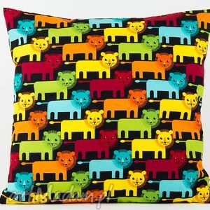 handmade pokoik dziecka poduszka dla dzieci - kolorowe lwy 40x40 - pokoik dla dziecka