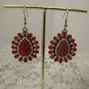 Kolczyki z czerwonym agatem - elegancka biżuteria handmade