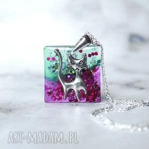 srebrny naszyjnik z kotem dla kociary nietuzinkowy prezent