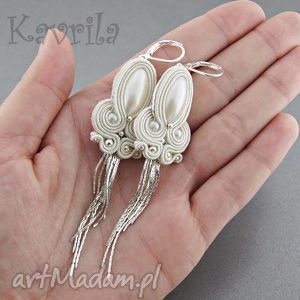 kolczyki soutache cream&silver - Kavrila biżuteria