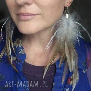 Lekkie kolczyki pióra handmade boho - unikatowa biżuteria