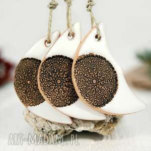 dekoracje świąteczne 3 ceramiczne ozdoby choinkowe księżyce - hygge półksiężyce