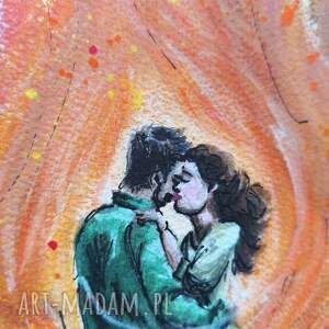 Prezent Akwarela Kochankowie Ogień Miłość Pasja Wir Emocji Intymność