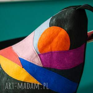 handmade na ramię wyjątkowa torba z tkaniny korkowej z autorskim wzorem tatry