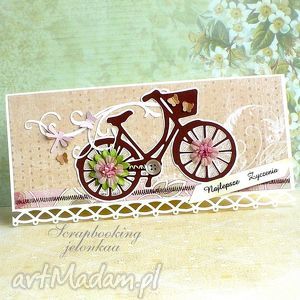 scrapbooking kartki rower z życzeniami - kartka urodziny imieniny motyl