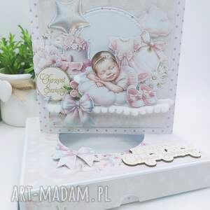 pamiątką z okazji chrztu świętego elegancka kartka, scrapbooking, rękodzieło