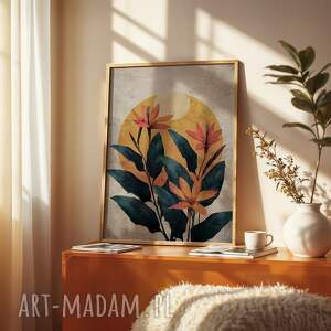 plakat - 30x40 cm kwiaty na tle słońca 2 0746 z kwiatami dekoracje