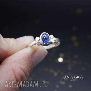 Butterfly, szafir, pierścionek, srebrny