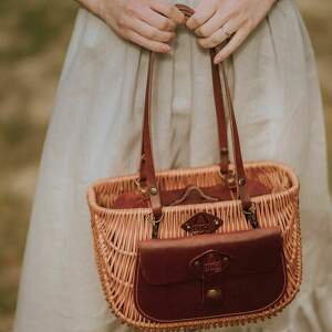 hand-made torebki uroczy mały, zgrabny koszyczek wiklinowo - skórzany od ladybuq