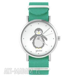 Prezent Zegarek - Pingwin - turkusowy, nylonowy