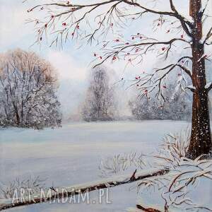 Prezent KLASYCZNY PEJZAŻ ZIMOWY W NOWOCZESNYM WYDANIU MALOWANY