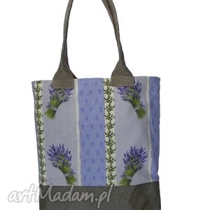 ręczne wykonanie na ramię shopper bag "lawenda w oliwkach"