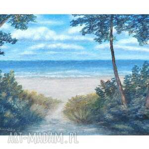 agnieszka ciesielska obraz ręcznie malowany ku dzikiej plaży - format A4 pejzaż