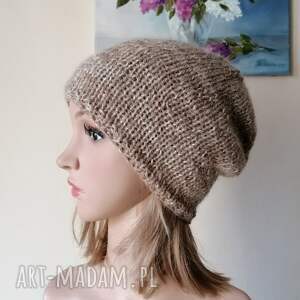 RĘCZNIE NA DRUTACH - Kawa z mlekiem - klasyczna czapka z wełną