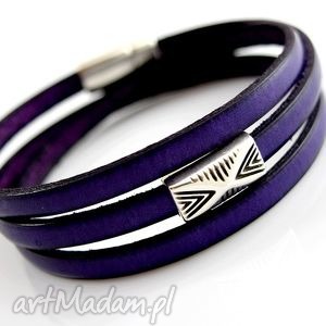 handmade bransoletka skórzana magnetoos triple vario purple