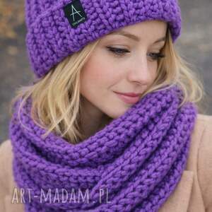 szary mary szeroki ciepły szal z wełny 180x25cm, fioletowy sza, szalik