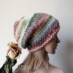 RĘCZNIE NA DRUTACH - Miła, grubaśna, ciepła czapka, rękodzieło