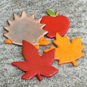handmade ceramika zestaw magnesów jesiennych
